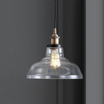 Litchfield 11" Farmhouse Metal/Glass LED Pendant - JONATHAN Y